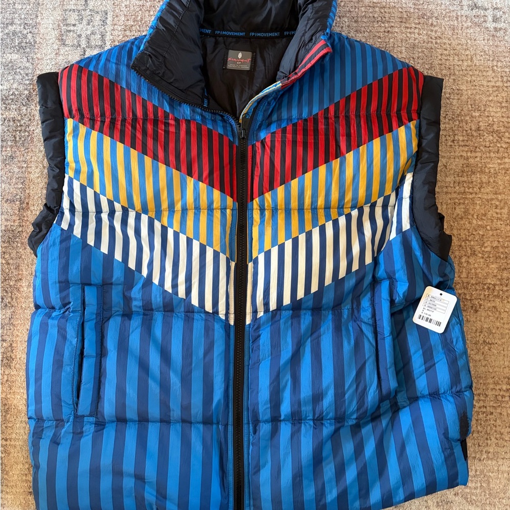 FP Movement by Free People Blue & Red Striped Puffer Vest - Picture 3 of 6